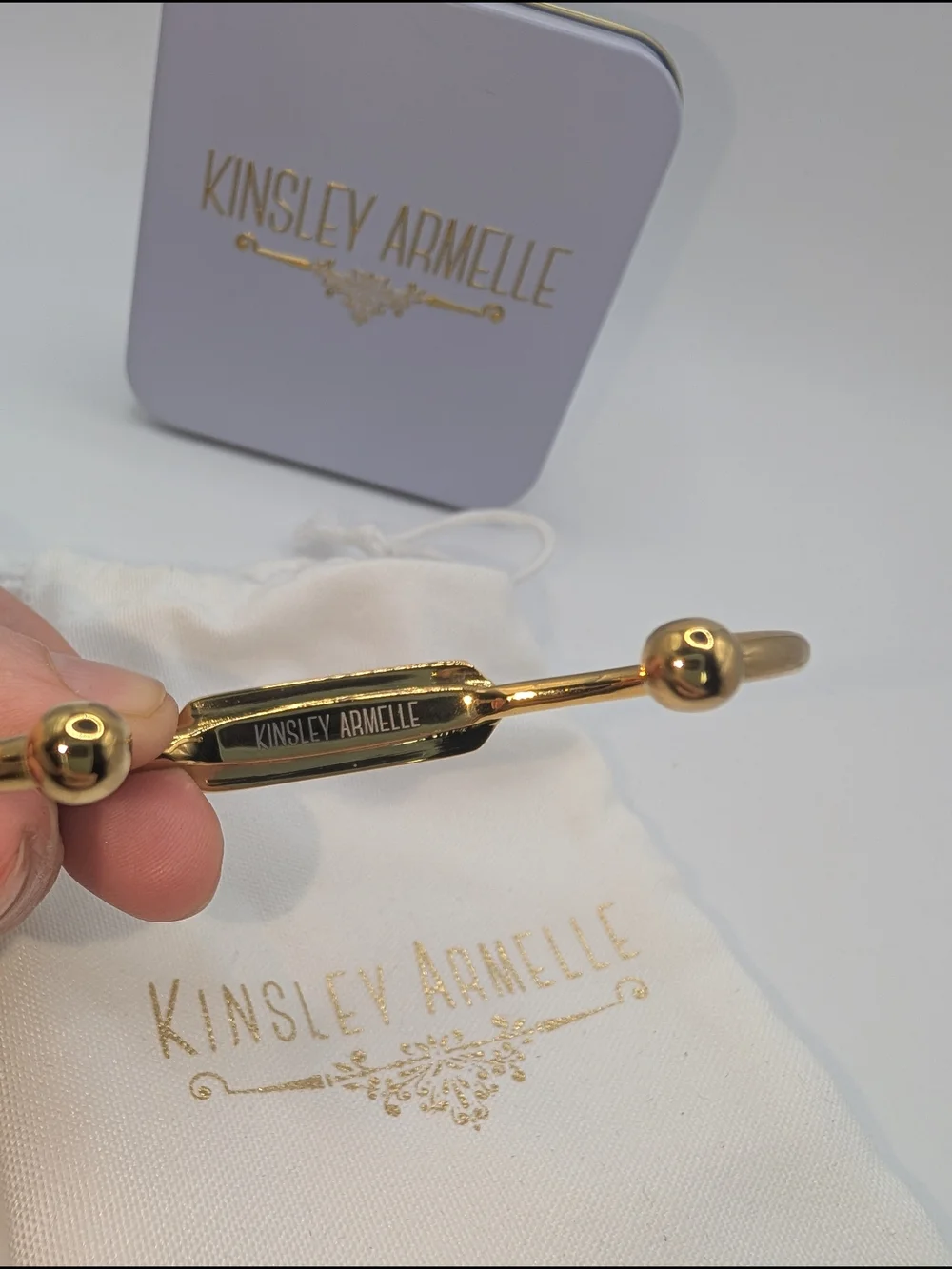 Kinsley Armelle Gold Cuff Bracelet - Picture 3 of 3
